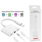 Converter Lightning to 2Lightning+3.5mm 3in1 - ឌុយបំលែងកាសទៅកាសសំប៉ែត+មូល+សាកថ្ម 3in1