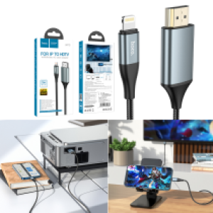 Cable adapter hoco UA15 Lightning to HDMI HD - ខ្សែបញ្ចូនរូបភាព ពីទូរសព្ទ័ទៅទូរទស្សន៍ Lightning ទៅ HDMI UA15