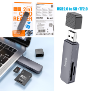 Card Reader USB2.0 to SD+TF2.0 hoco HB45 2in1 - ប្រអប់ កាតមេម៉ូរី USB2.0 to SD+TF2.0 hoco HB45 2in1