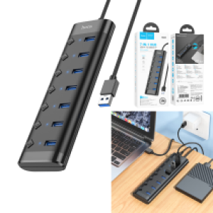 HUB Converter USB to 7 USB3.0 hoco HB40 - ដុំបំបែក USB ហូកូ 7 USB3.0 hoco HB40