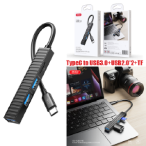 Card Reader 4in1 XO HUB014B(TypeC to USB3.0+USB2.0*2+TF) - ប្រអប់ កាតមេម៉ូរី 4in1 XO HUB014B(TypeC to USB3.0+USB2.0*2+TF)
