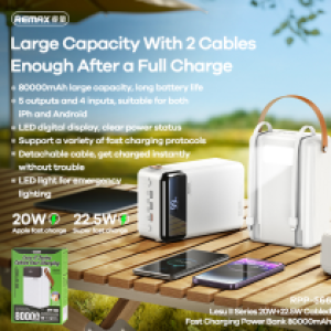 Power Bank Remax RPP-566(PD/QC) LCD 80000mAh - ថ្មជំនួយ Remax RPP-566(PD/QC) អេក្រង់ 80000មីលីអំពែ