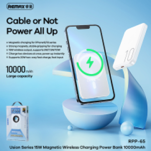 Power Bank wireless magnetic PD20W Remax RPP-65 10000mAh - ថ្មជំនួយ សាកលឿនឥតខ្សែ ម៉ាញេទិក Remax RPP-65 10000មីលីអំពែ