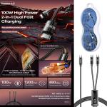 Cable Charger 2in1 100W REMAX RC-092t(TypeC to 2TypeC) - ខ្សែសាក​ មុខ2 100W REMAX RC-092t(Type-C to 2Type-C)