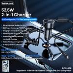 Power Car Charger 52.5W PD+QC Remax RCC336 set iPhone+TypeC - ឆ្នាំងសាកក្នុងឡាន 52.5W PD+QC Remax RCC336 ឈុត iPhone+TypeC