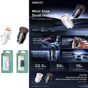 Power Car Charger 30W PD+QC Remax RCC358 - ឆ្នាំងសាកក្នុងឡាន 30W PD+QC Remax RCC358