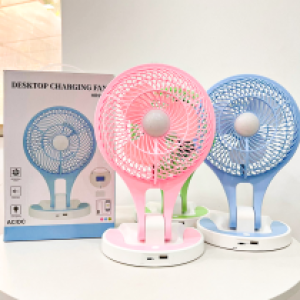 Fan Rechargeable Desk mini 20cm NO.HR5580 - កង្ហាសាកភ្លើង លើតុ 2តឹក NO.HR5580