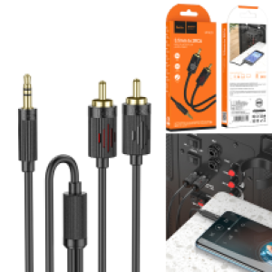 Cable 3.5mm AUX  to RCA hoco UPA28 1.5m - ខ្សែបំលែង AUX ទៅ RCA ហូកូ UPA28 1.5ម