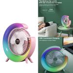 Fan Desk Rechargeable LED Colorful Cool Wind - កង្ហាសាកថ្មលើតុ មានភ្លើងពណ៌