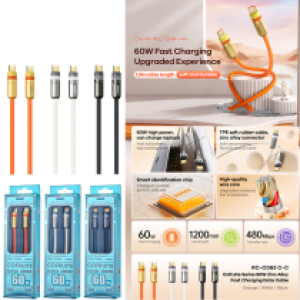 Cable Charger Remax RC-C063 Type-C to Type-C 60W - ខ្សែសាកស៊ីលីខូន Remax RC-C063 Type-C to TypeC 60W