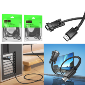 Converter Cable VGA to HDMI hoco US12(L=1M) - ខ្សែបំឡែង VGA to HDMI hoco US12​ ប្រវែង 1ម៉ែត