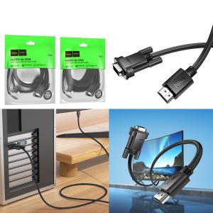 Converter Cable VGA to HDMI hoco US12(L=1M) - ខ្សែបំឡែង VGA to HDMI hoco US12​ ប្រវែង 1ម៉ែត