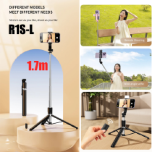 Selfie Stick Tripod+Remote+LED R1S-L 1.7m - ដងថត ប៊្លូធូស Tripod+Remote+LED R1S-L 1.7ម៉ែត