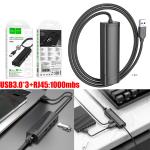 Converter USB to (USB3.0*3+RJ45 Gigabit) hoco HB42 4in1 - ដុំបំបែក ហូកូ​ HB42 (USB3.0*3+RJ45 Gigabit)(L=1.2M)