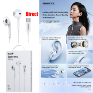Earphone Wire Type-C Direct Remax RM-702a Direct - កាសខ្សែ Type C ដោតផ្ទាល់ Remax RM-702a