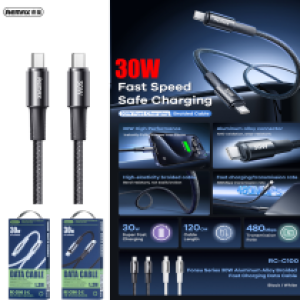 Cable Charger Remax RC-C100 Type-C to Type-C 30W - ខ្សែសាកស៊ីលីខូន Remax RC-C100 Type-C to TypeC 30W