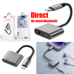 Converter Lightning to Lightning+3.5mm XO NB-R258B - ឌុយបំលែងកាសទៅកាសម៉ូលនិងសាកថ្ម XO NB-R258B