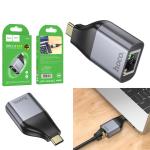Converter hoco UA35(Type-C to RJ45 100Mbs) - ដុំបំបែក ហូកូ UA35(Type-C to RJ45 100Mbs)