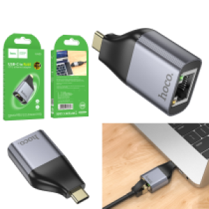 Converter hoco UA35(Type-C to RJ45 100Mbs) - ដុំបំបែក ហូកូ UA35(Type-C to RJ45 100Mbs)