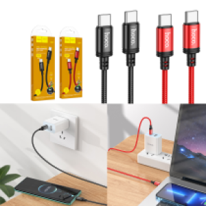 Cable Charger hoco X89 PD (Type-C to Type-C) - ខ្សែសាកក្រណាត់ PD ហូកូ X89 ក្បាល(C to C)