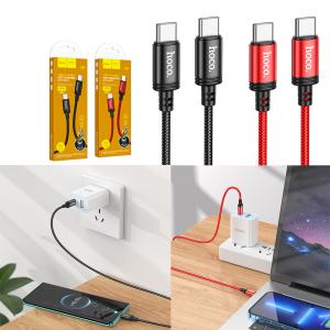 Cable Charger hoco X89 PD (C to C) - ខ្សែសាកក្រណាត់ PD ហូកូ X89 ក្បាល(C to C)
