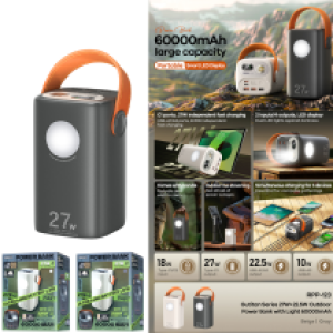 Power Bank Remax RPP-123(PD/QC) LCD 60000mAh - ថ្មជំនួយ Remax RPP-123(PD/QC) អេក្រង់ 60000មីលីអំពែ