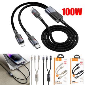 Cable Charger Type-C to (Type-C/iPhone) PD100W hoco U139 - ខ្សែសាក 2in1 TypeC to (TypeC/iPhone) PD100W hoco U139