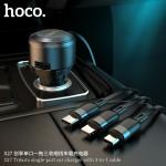 Power Car Charger hoco S27(micro+iphone+TypeC) - ឆ្នាំសាកក្នុឡាន ហូកូ S27 មានខ្សែ ម៉ាយក្រូ+អាយហ្វូន+ថាយស៊ី