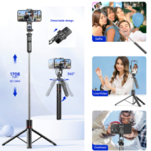 Selfie Stick Tripod Bluetooth Remote F16 1.7m - ជើងត្រៃផត ដងថតប្លូធូសតេឡេ F16 1.7 ម៉ែត