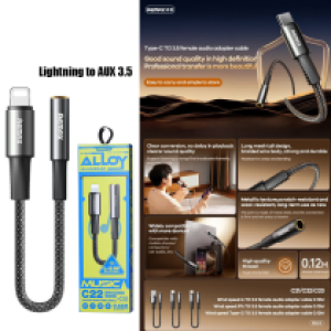 Converter Lightning to AUX 3.5 Audio REMAX C22 - ឌុយបំលែង Lightning ទៅមូល AUX 3.5 REMAX C22