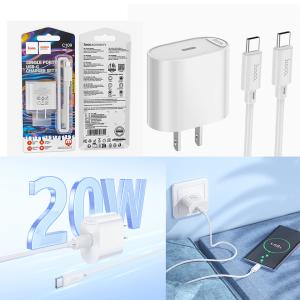 Power Charger Hoco C109 PD20W set(C to C) - ឆ្នាំងសាក ខ្វីកឆាច ហូកូ C109 PD20W ឈុត(TypeC to TypeC)
