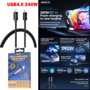 Cable Charger Remax RC-C039 Type-C to Type-C USB4.0 240W - ខ្សែសាកស៊ីលីខូន Remax RC-C039 Type-C to TypeC USB4.0 240W