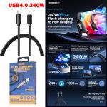 Cable Charger Remax RC-C039 Type-C to Type-C USB4.0 240W - ខ្សែសាកស៊ីលីខូន Remax RC-C039 Type-C to TypeC USB4.0 240W