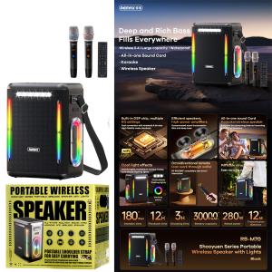 Speaker Bluetooth REMAX RB-M70 300W 2Microphone - បាស់ប្ល៊ូធូសប្រើថ្ម REMAX RB-M70 300W 2មេក្រូ