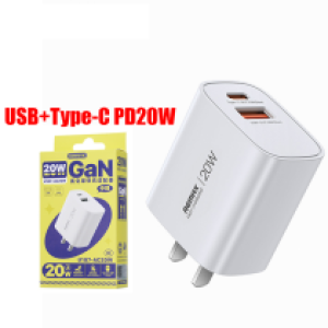 Power Charger Remax RP-U187(USB+Type-C) PD20W - ឆ្នាំងសាក ខ្វីកឆាច Remax RP-U187(USB+TypeC) PD20W