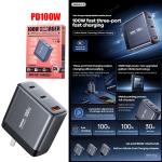 Power Charger Remax RP-U2(USB+2Type-C) 100W - ឆ្នាំងសាក ខ្វីកឆាច Remax RP-U2(USB+2TypeC) 100w