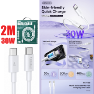 Cable Charger Remax RC-C021 Type-C to Type-C 30W 2M - ខ្សែសាកស៊ីលីខូន Remax RC-C021 Type-C to TypeC 30W 2ម៉ែត