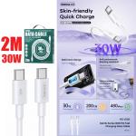 Cable Charger Remax RC-C021 Type-C to Type-C 30W 2M - ខ្សែសាកស៊ីលីខូន Remax RC-C021 Type-C to TypeC 30W 2ម៉ែត