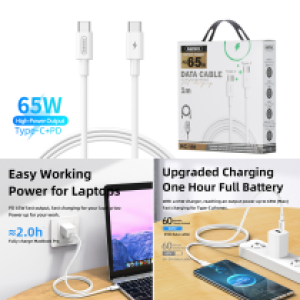 Cable Charger Remax RC-191 Type-C to Type-C 65W - ខ្សែសាកស៊ីលីខូន Remax RC-191 Type-C to TypeC 65W