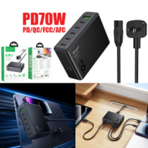 Power Charger hoco C152 PD70W 6-port(5Type-C+1USB) - ឆ្នាំងសាក ខ្វីកឆាច ហូកូ C152 PD70W 6-port(5Type-C+1USB)