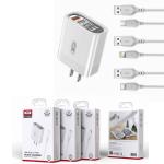 Power Charger Fast XO L100​ 4USB(QC/AFC/FCP) Set Lightning - ឆ្នាំងសាក លឿន XO L100 4USB(QC/AFC/FCP)ឈុត iPhone