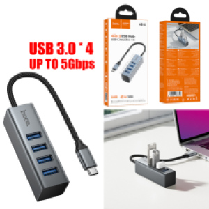 HUB USB hoco HB1C(TypeC to USB3.0*4) - ដុំបំបែក USB ហូកូ HB1C(Type-C to USB3.0*4)
