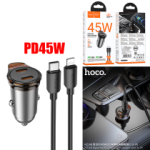 Power Car Charger PD45W hoco NZ16B (2*TypeC) set(TypeC to iPhone) - ឆ្នាំសាកក្នុឡាន PD45W hoco NZ16B (2*TypeC) ឈុត(Type-C to iPhone)