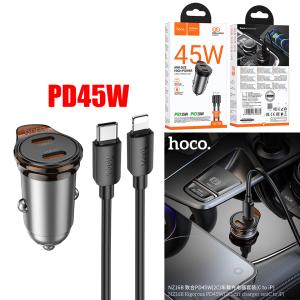 Power Car Charger PD45W hoco NZ16B (2*TypeC) set(TypeC to iPhone) - ឆ្នាំសាកក្នុឡាន PD45W hoco NZ16B (2*TypeC) ឈុត(Type-C to iPhone)