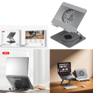 Laptop Stand Desk Cooler Fan XO C182 Metal - ជើងទ្រ កុំព្យូទ័រយួរដៃ លើតុ XO C182 មានកង្ហារ