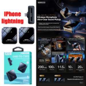 Microphone LIVE Wireless Remax K12 lightning 2in1 - ក្បាលមេក្រូអត់ខ្សែ Remax K12 lightning 2in1