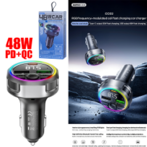 Car Bluetooth FM transmitter Remax CC02 48W RGB color - ប្លូធូឡាន FM បញ្ជូនសំលេង Remax CC02 48W RGB color