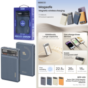 Power Bank wireless magnetic PD+QC Remax RPP-615 10000mAh - ថ្មជំនួយ សាកលឿនឥតខ្សែ ម៉ាញេទិក Remax RPP-615 10000មីលីអំពែ