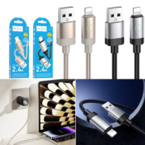 Cable Charger Hoco X117 iPhone - ខ្សែសាកស្រោបក្រណាត់ ហូកូ​ X117 Lightning
