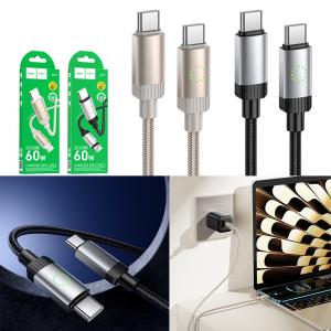 Cable Charger Hoco X117 60W (C to C) - ខ្សែសាកស្រោបក្រណាត់ ហូកូ​ X117 TypeC to TypeC 60W